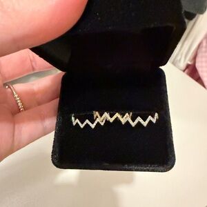 Set of 3 Zoe Lev 14K Gold and Diamond Zig Zag Rings